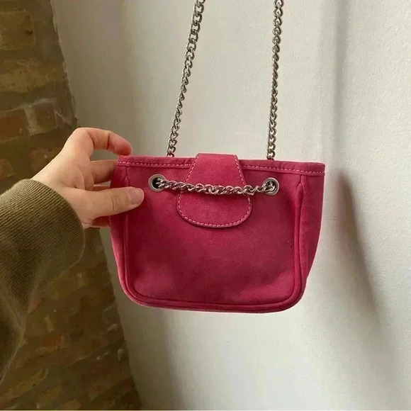 Bonino Small Pink Suede Crossbody/Shoulder Bag - Made in Italy leather bag - Picture 5 of 14